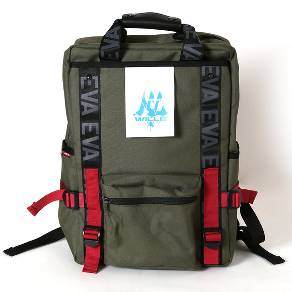 EVANGELION RUCK SACK with SYMBOL TAG<BR>by FIRE FIRST (WILLE MODEL(OLIVE))<BR>EVFF-20 OL